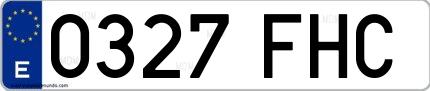Ejemplo de matrícula española 0327 FHC