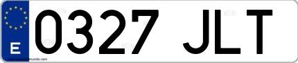 Ejemplo de matrícula española 0327 JLT