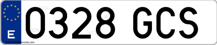 Ejemplo de matrícula de coche ordinaria 0328 GCS