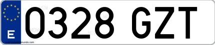 Ejemplo de matrícula española 0328 GZT