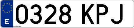 Ejemplo de matrícula de coche ordinaria 0328 KPJ