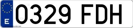 Ejemplo de matrícula de coche ordinaria 0329 FDH