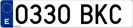 Ejemplo de matrícula española 0330 BKC