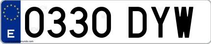 Ejemplo de matrícula española 0330 DYW
