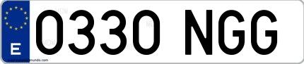 Ejemplo de matrícula española 0330 NGG