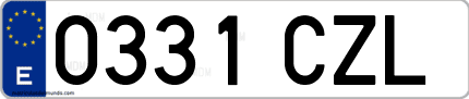 Ejemplo de matrícula de coche ordinaria 0331 CZL