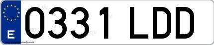 Ejemplo de matrícula española 0331 LDD