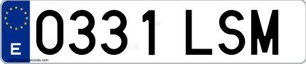 Ejemplo de matrícula española 0331 LSM