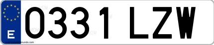Ejemplo de matrícula española 0331 LZW