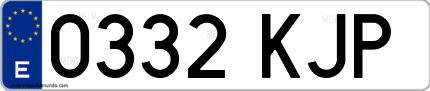 Ejemplo de matrícula de coche ordinaria 0332 KJP