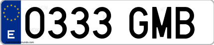Ejemplo de matrícula de coche ordinaria 0333 GMB