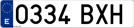 Ejemplo de matrícula de coche ordinaria 0334 BXH