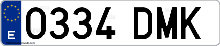 Ejemplo de matrícula de coche ordinaria 0334 DMK