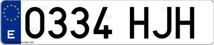Ejemplo de matrícula española 0334 HJH