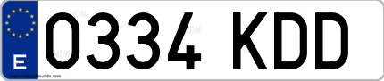 Ejemplo de matrícula de coche ordinaria 0334 KDD