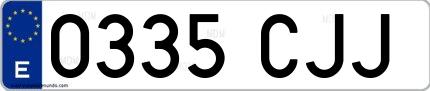 Ejemplo de matrícula española 0335 CJJ