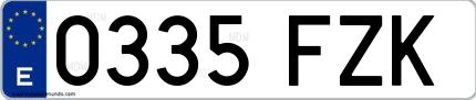 Ejemplo de matrícula española 0335 FZK