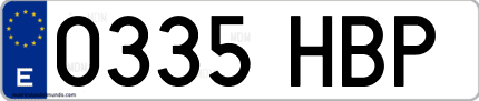 Ejemplo de matrícula de coche ordinaria 0335 HBP