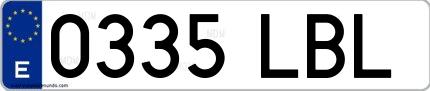 Ejemplo de matrícula española 0335 LBL