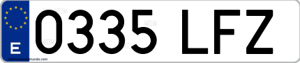 Ejemplo de matrícula de coche ordinaria 0335 LFZ