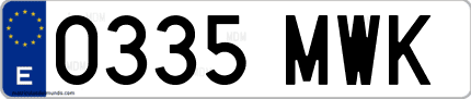 Ejemplo de matrícula de coche ordinaria 0335 MWK