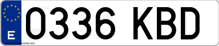 Ejemplo de matrícula de coche ordinaria 0336 KBD