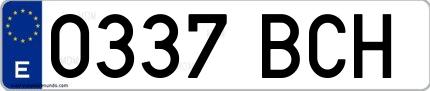 Ejemplo de matrícula española 0337 BCH