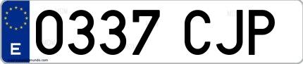 Ejemplo de matrícula española 0337 CJP