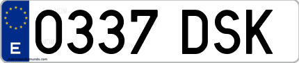 Ejemplo de matrícula de coche ordinaria 0337 DSK