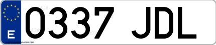 Ejemplo de matrícula española 0337 JDL