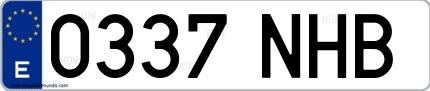 Ejemplo de matrícula española 0337 NHB