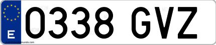 Ejemplo de matrícula de coche ordinaria 0338 GVZ
