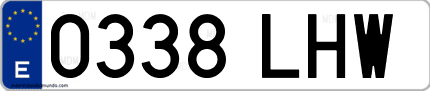 Ejemplo de matrícula de coche ordinaria 0338 LHW