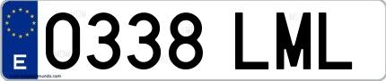 Ejemplo de matrícula española 0338 LML