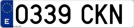 Ejemplo de matrícula española 0339 CKN