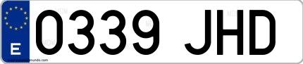 Ejemplo de matrícula española 0339 JHD