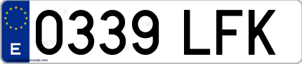 Ejemplo de matrícula de coche ordinaria 0339 LFK