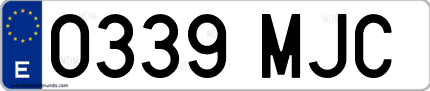 Ejemplo de matrícula de coche ordinaria 0339 MJC