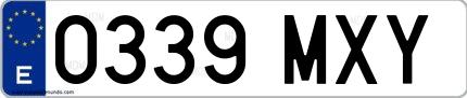 Ejemplo de matrícula de coche ordinaria 0339 MXY