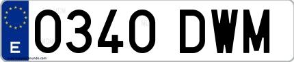 Ejemplo de matrícula española 0340 DWM