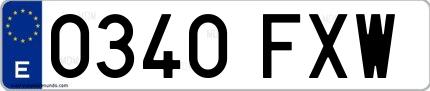 Ejemplo de matrícula española 0340 FXW