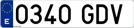 Ejemplo de matrícula española 0340 GDV