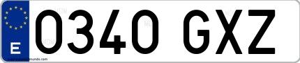 Ejemplo de matrícula española 0340 GXZ
