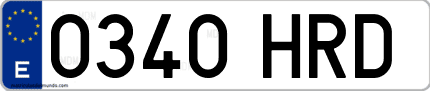 Ejemplo de matrícula de coche ordinaria 0340 HRD