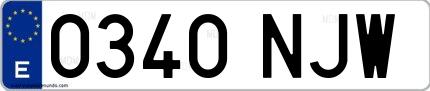 Ejemplo de matrícula española 0340 NJW