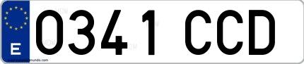 Ejemplo de matrícula española 0341 CCD