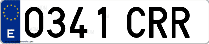 Ejemplo de matrícula de coche ordinaria 0341 CRR