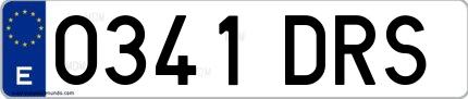 Ejemplo de matrícula española 0341 DRS