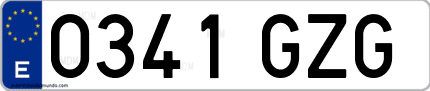 Ejemplo de matrícula de coche ordinaria 0341 GZG