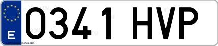 Ejemplo de matrícula española 0341 HVP